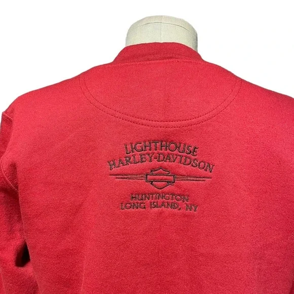 Harley Davidson Logo Embroidered Zip-Up Sweatshirt Jacket Red‎ Black Size Small - Picture 6 of 10